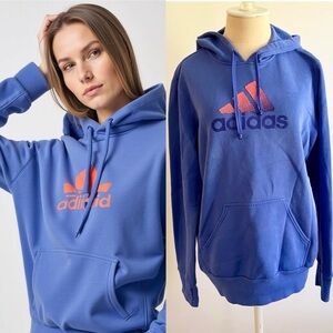 Adidas Blue Sporty Draw String Sweatshirt Hoodie